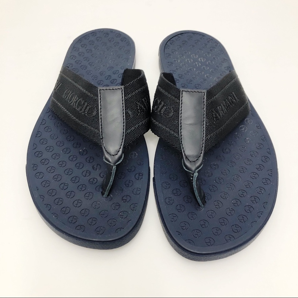 Giorgio Armani Men's Nylon-Web Thong Sandals, Blue - Picture 3 of 8